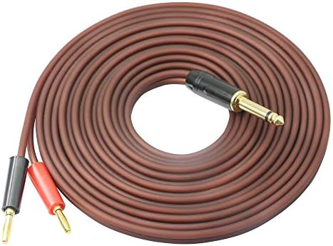 1/4 TS to Banana Plug,6.35mm TS Phono to Banana Plug Speaker Audio Cable,Gold-Plated 1/4 TS Male to Dual Banana Plugs OFC HiFi Speaker Wire for DJ Application, Mixer, Headphone Jack-16.5ft (5m)