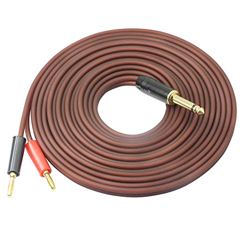 1/4 Ts To Banana Plug,6.35Mm Ts Phono To Banana Plug Speaker Audio Cable,Gold-Plated 1/4 Ts Male To Dual Banana Plugs Ofc Hifi Speaker Wire For Dj Application, Mixer, Headphone Jack-16.5Ft (5M) #TOP11