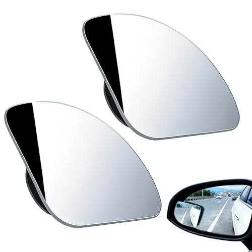 2 Stück Toter-Winkel-Spiegel Fan Form Toter Winkel Spiegel HD Glas Rahmenlos Stick Auto Spiegel Verbesserter Weitwinkelspiegel aus HD-Glas 360 verstellbar konvex rahmenlos für Autos LKWs und SUVs.