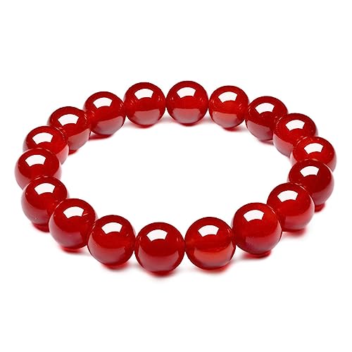 Bracelet en jade rouge authentique : perles de calcédoine et pierres naturelles