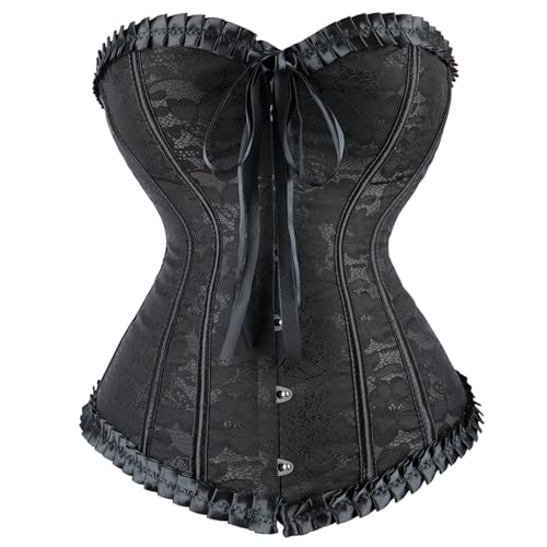 Zhitunemi Corsets for Vampire Costume Women: Black Corset Tops for Women Medieval Costumes - Bustier for Retro Photoshoot Medium Black