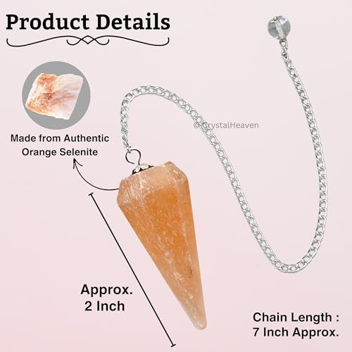 Image of Orange Selenite Pendulum Dowsing Tool - Natural Crystal Pendulum for Spiritual Guidance - Premium Dowser Pendulum for Accurate Divination and Energy Healing - Perfect for Energy Healing and Chakra Balancing - Handcrafted with Precision and Elegance