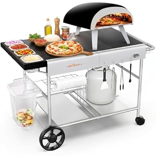 Pizza Oven Table Grill Cart for Ninja Woodfire, Blackstone Griddle, Ooni