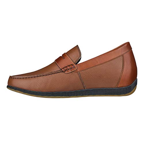 CALTO Men's Invisible Height Increasing Elevator Shoes - Dark Brown Premium Leather Slip-on Lightweight Casual Loafers - 2.4 Inches Taller - S1092 - Size 6.5 D(M) US3