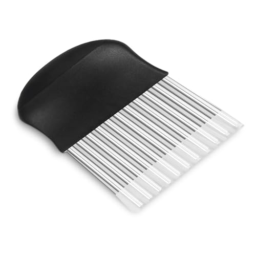 AIOUNIYA Wellenschneider Wellenmesser Riffelmesser aus Edelstahl Wellenschnittmesser für Gemüse,Pommes, Butter, und Obst (Schwarz)