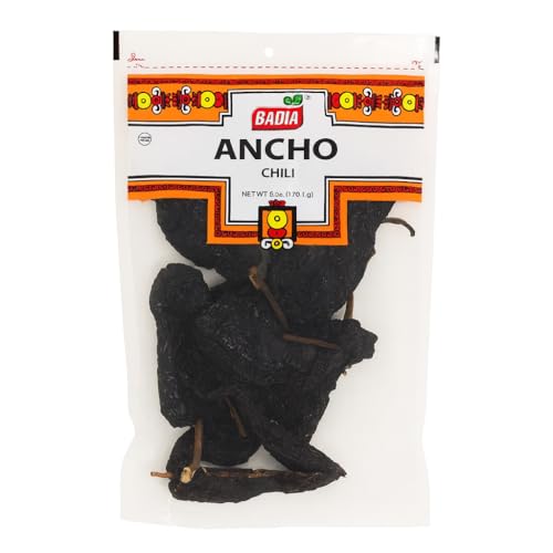 Badia Ancho Chili, 6 oz – Dried Poblano Chile Peppers for Authentic Mexican & Latin Dishes, Mild Hot