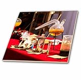 3dRose Medieval Chemical Tools, Retort, Hourglass or Sand Glass, Skull 4 Inch Ceramic Tile