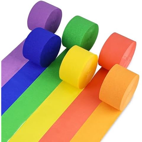 VGOODALL 6 Rolls Rainbow Crepe Paper Streamers Cover