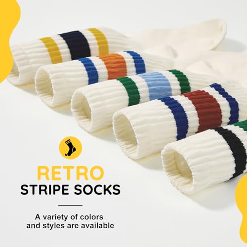 Image of American Trends Womens Novelty Striped Crew Socks Athletic Vintage Slouch Mid Calf Tube Socks