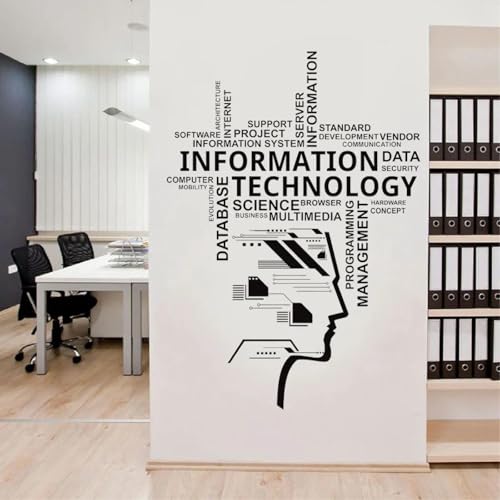 Vinilo decorativo negro de circuito tecnológico para pared