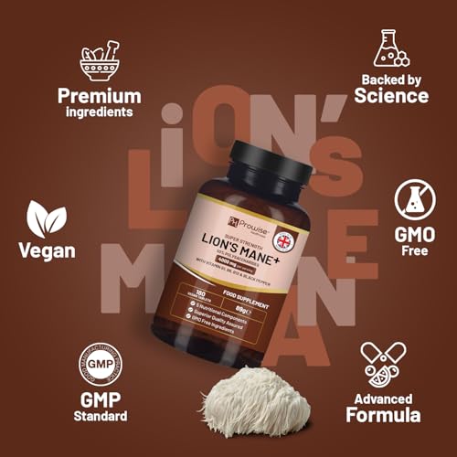 Lions Mane Mushroom Supplement 4000mg with Vitamin B1, B6, B12 & Black Pepper - 180 Super Strength Vegan Tablets with 50% Polysaccharides (Not Powder or Capsules) | Made in The UK by Prowise - Image 6