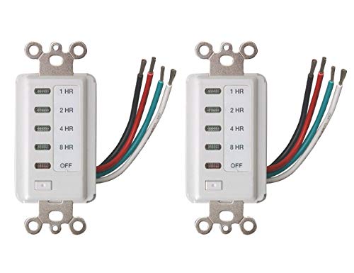 Bathroom Fan Auto Shut Off 1/2/4/8 Hour Preset Countdown Wall Switch Timer - White (2)