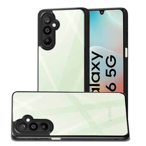 Image of AESTMO Samsung Galaxy M16 / F16 5G Back Cover | 360 Protection | Crystal Clear Hard Back Transparent | Bumper Case for Samsung Galaxy M16 / F16 5G (PC+TPU, Black Bumper)