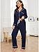 U2SKIIN Schlafanzug Damen lang 100% Baumwolle, Pyjama Damen weiche Pyjamas Set leichte Nachtwäsche Schlafanzüge für Frauen Zweiteiler Pyjama Set (Dunkelblau, M)