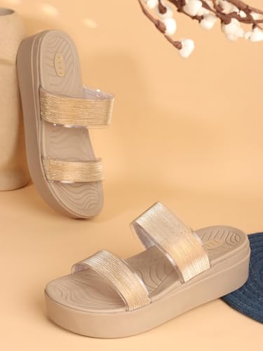 Image of Elle Women Comfortable Flat Round Toe Slip On fashion Sandal for Daily use, Office use, Casual use