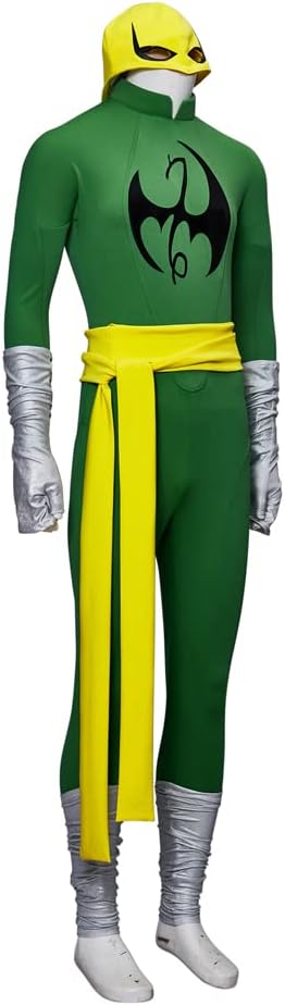 Iron Cosplay Fist Costume Green Superhero Costume Bodysuit Jumpsuit Spandex Zentai Suit for Men Adults