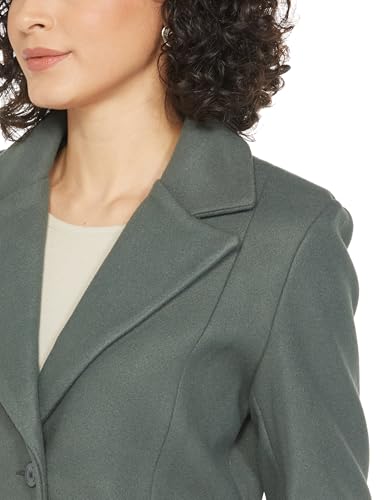 Image of Qube By Fort Collins Women's Semi-Long Tweed Coat with Knitted Finish - Elegant Winter Outerwear for Casual and Formal Looks
