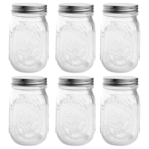 Dromzen 6 Pieces Glass Jars with Lids, Glass Jars with Lids, Glas...