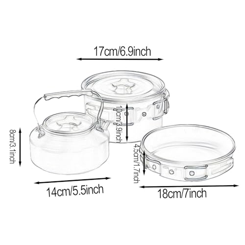 MERIGLARE Conjunto de cozinha para acampamento, 3 peças, com bolsa de armazenamento, alça dobrável,