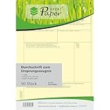 PaperXpert Durchschrift zum Ursprungszeugnis x 50 | 1-teilig | gelbe Kopie | DIN A4 Einzelblätter | Für Laser- & Inkjetdrucker | Premium Markenqualität – Made in Germany