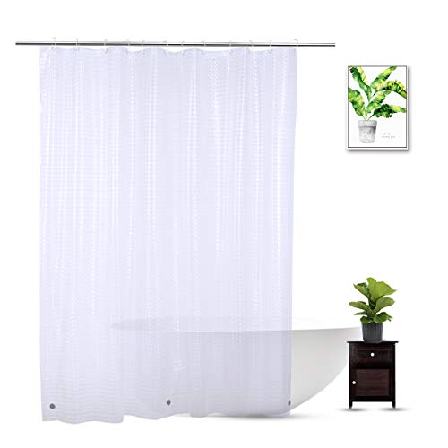 WellColor Duschvorhang-Auskleidung, 188 cm lang, EVA, robust, transparent, mit 3 starken gewichteten Magneten, 3D-Quadrat, 183 x 188 cm Cover