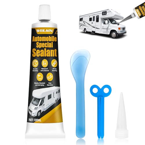 WEILAOK Silicona Negra Para Coche, Pegamento Coche, Sellador Coch, Silicona Negra Aislante e Impermeable, Buen Sellado, Adecuado para La Protección de Sellado de Caravanas y Automóviles, 100ml