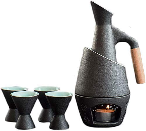 Juego de sake de cerámica con calentador y estufa para licor japonés tradicional
