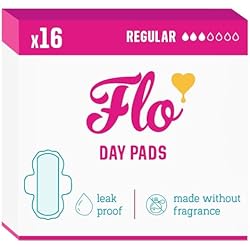 Flo - Day Menstrual Pads (16 Pack) - Organic Bamboo Period Pads for Women - Regular Flow - Leak Locking - Winged, Ultra-Thin - Absorbent, Soft & Breathable - Plant Based – Vegan, Cruelty Free