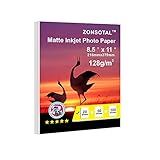 ZONSOTAL 20 Sheets Matte Photo Paper for Inkjet Printers 8.5 x 11 In 128gsm, Thin and Pro Printing...