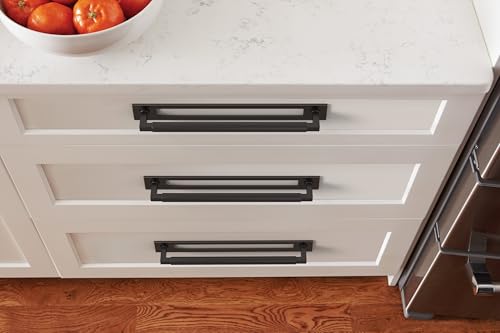 Image of Amerock Medora 10-1 /16 inch Oil-Rubbed Bronze Backplate | Decorative zinc cabinet hardware backplate designed to complement knobs and pulls while protecting cabinet surfaces