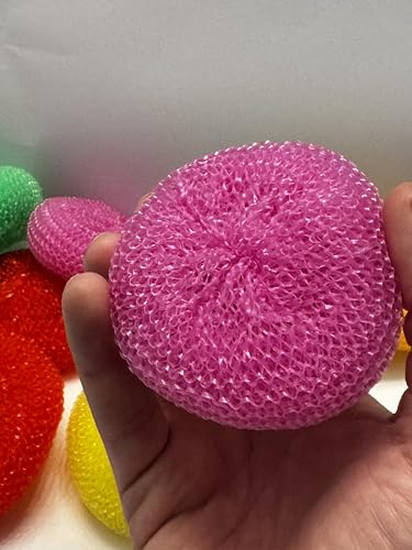 Image of MIDELONG Plastic Dish Scrubbers Scouring Pad for Kitchen Cleaning with Poly Mesh, Assorted Colors, 10 Count