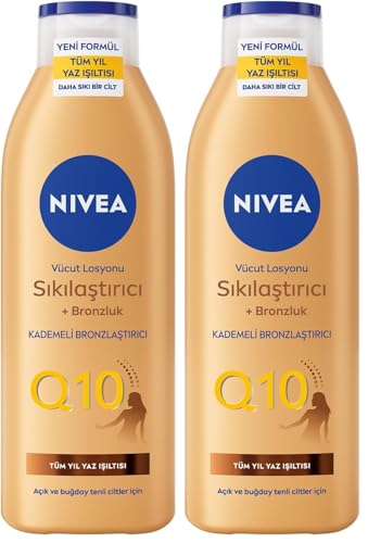 Q10 Sıkılaştırıcı ve Bronzlaştırıcı Vücut Losyonu 250 ml, 7 Günde Sıkı Cilt, 2 Paketi