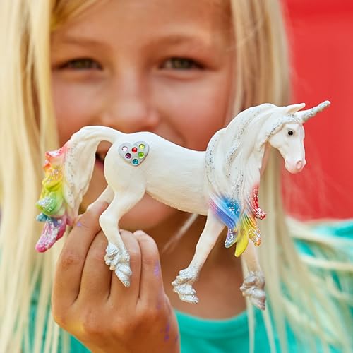 Image of Schleich Bayala - Rainbow Love Unicorn Stallion - Kids Ages 5+ | 70725 | Unicorn Figurine, Fantasy Toy for Girls 5+, Magical Collectible, Screen-Free Imaginative Pretend Play, Fairy Animal Figure