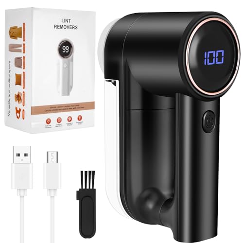 Rasoir Anti Bouloche, 3 Réglages Ajustables Rasoir Bouloche Vetement avec Tête à 6 Lames, écran LCD, Verrouillage de Sécurité, Brosse Dissimulée....