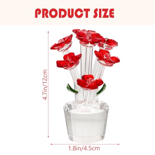 Flor de cristal rojo decorativa con base plana estable de salón 3