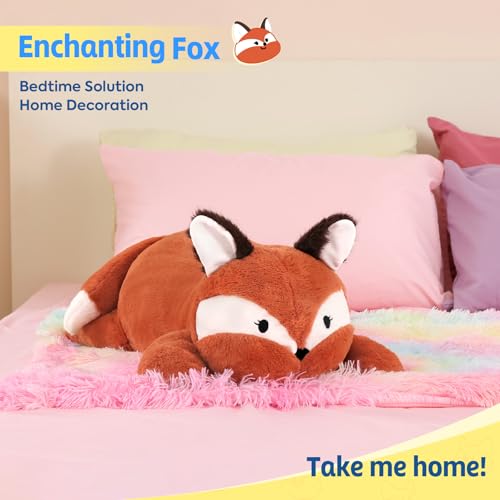 shownicer Gewichtstiere Fuchs 2,2 KG Gewichtetes Kuscheltier Fuchs Stofftier Großes Plüschtier XXL Fuchs Plüsch Kissen Spielzeug Geschenk für Erwachsene Kinder 3+ Jahre (Fuchs, 65cm)