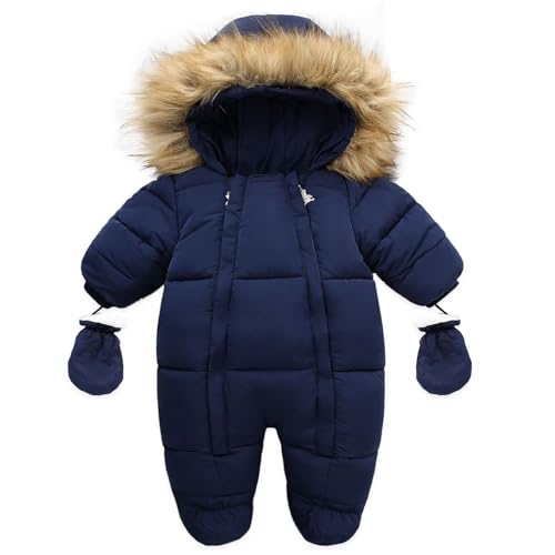 Image of CYTAFE Baby Girl Boy Snowsuit Cute Down Jacket Hooded Romper Light Puffer Padded Jumpsuit Infant Winter Outwear
