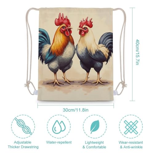 Drawstring Backpack Foldable Draw String Bags Rooster And Hen Sackpack Sports Gym Bag for Shopping Yoga2