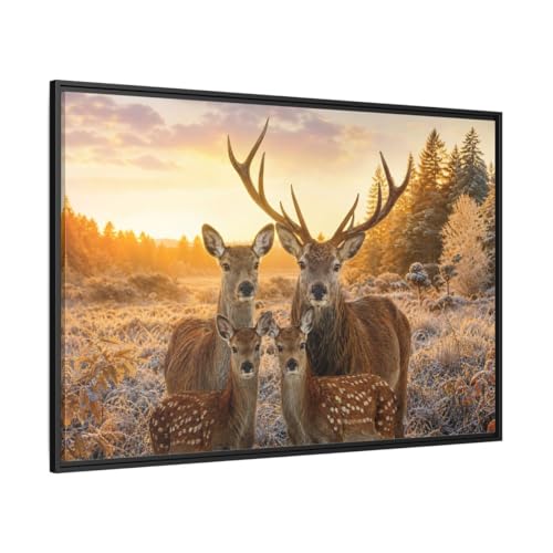Tableau cerf doré 120x80 cm symbolisant l'harmonie familiale