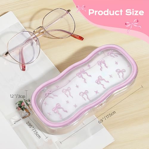 Image of MoKo Glasses Case Hard Shell, Cute Eyeglass Case for Reading Glasses, Clear Eyeglasses Case for Women Girls