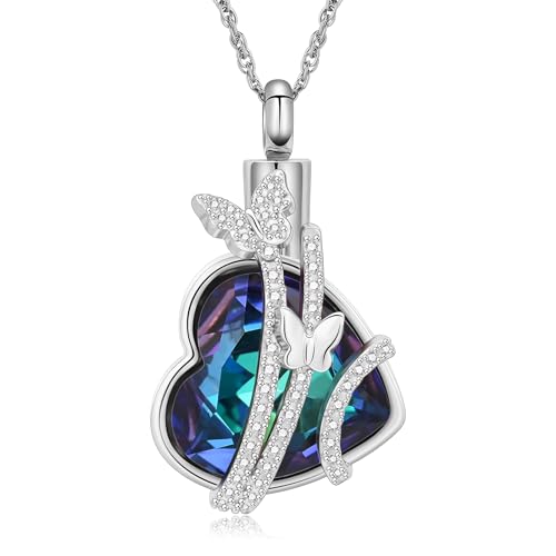 Collier urne papillon cœur pour cendres en acier inoxydable de haute qualité