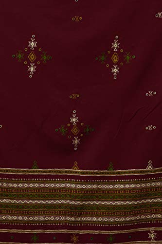 Image of Exotic India Women's Kutch Wool Shawl (SHV95--beige)
