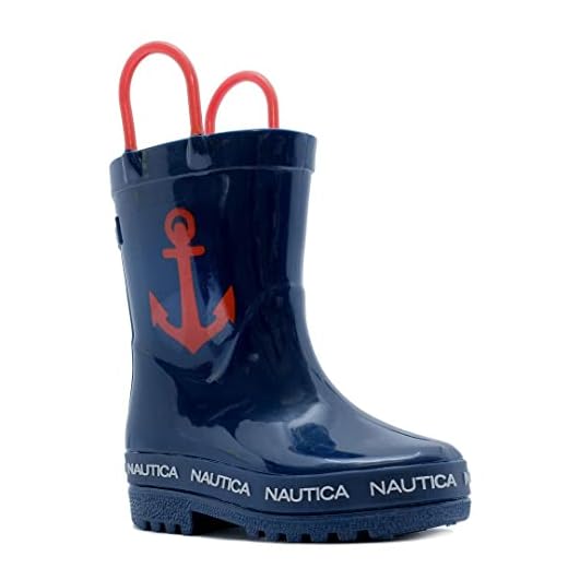 Nautica Kids' Waterproof Rain Boots - Keep Feet Dry & Comfortable in Wet Weather - Fun Colors & Designs Boys-Girls- Toddler Little Kids-Everett Toddler-Navy-5