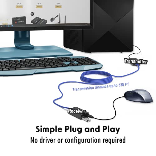 Image of J-Tech Digital USB Over Ethernet Extender USB Balun Over cat5e cat6 99m /328ft PoC, Play and Plug, No Driver Needed, USB2.0 for Game Controller, MAC & PC and USB2.0 Supported Devices [JTECH-BE100]