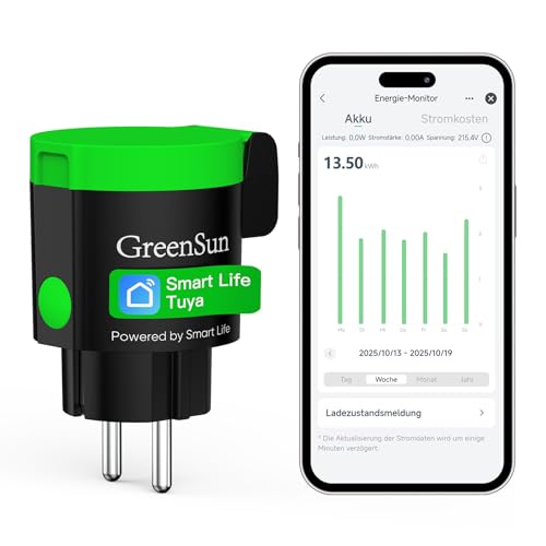 GreenSun Presa Smart Esterna - Presa Smart WiFi Outdoor Presa Intelligente Alexa Smart Life App WIFI Presa Intelligente WiFi Presa con Misura del Consumo Energetico 2.4G 1PC