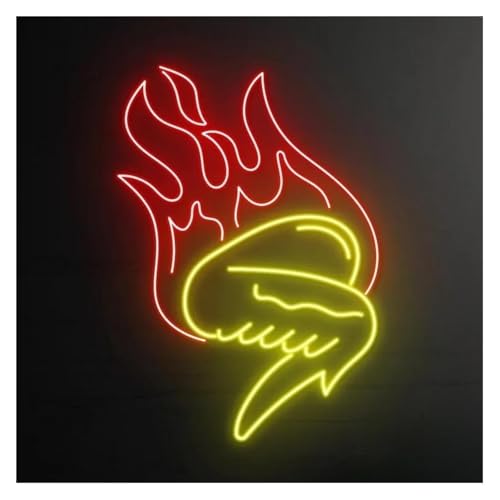 Enseigne néon Fire Chicken Wing lumineuse grill wings épicerie lampes