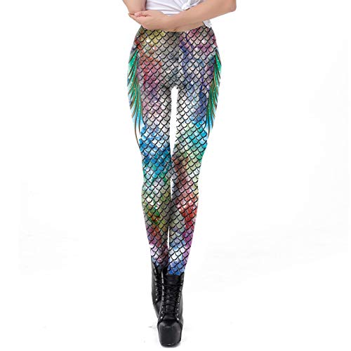 CozofLuv Mujer Leggings Push Up Skinny Pantalones De Pescado Cintura Alta Elásticas Leggins Fitness Nocturno Halloween Navidad Partido Carnaval Fiesta (#1, S)