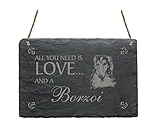 windhundrassen barsoi Sie erwerben eine dekorative Tafel aus Schiefer mit lasergraviertem Spruch und Motiv.