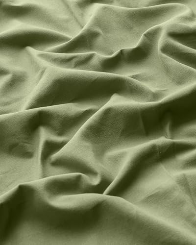 Image of THE LINEN COMPANY Solid Duck Canvas Cotton Curtains 4 Feet for Window, Short Window Curtains for Home, Small Window Drapes, 4ft Curtains Set of 2, Avocado Green