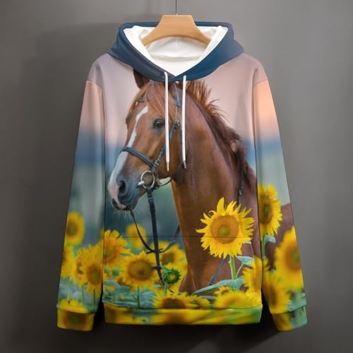 Sweat à capuche cheval tournesol : le pull idéal pour vos sorties